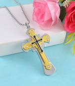 dzine trendz dual tone cross pendant silver