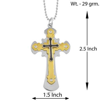 dzine trendz dual tone cross pendant silver 2