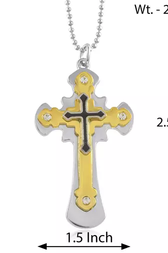 dzine trendz dual tone cross pendant silver
