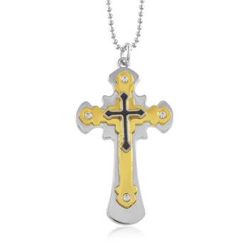dzine trendz dual tone cross pendant silver 4