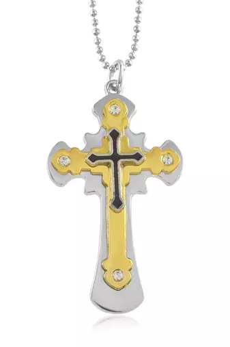 dzine trendz dual tone cross pendant silver