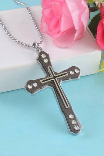 Stainless steel black tone cross crucifix pendant