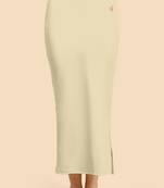 Beige Solid Nylon Soft Petticoat Skirts for Women Saree Shape Wear 