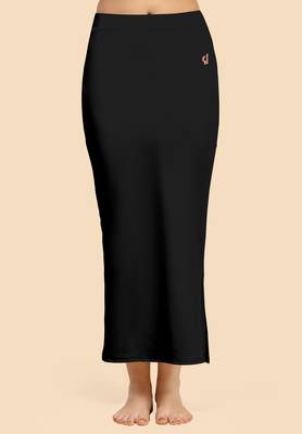 Trendmalls Black Solid Nylon Soft Petticoat Skirt Saree Shape Wear for Women 1