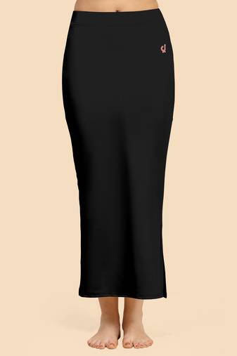 Black Solid Nylon Soft Petticoat Skirt Saree Shape Wear for Women