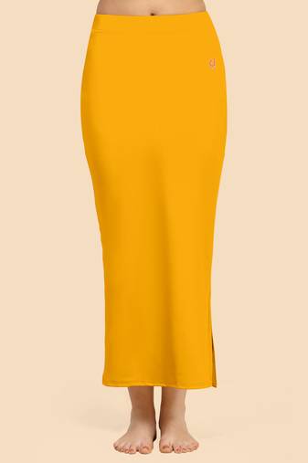 Orange Solid Nylon Soft Petticoat Skirts for Women Saree Shape Wear 