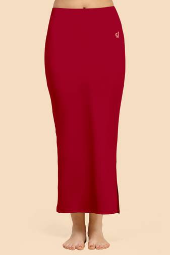 Women's Plain Red Nylon Petticoat Skirts Saree Silhouette Shape Wear Dress