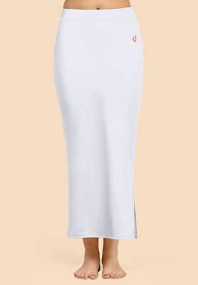 Trendmalls White Solid Nylon Soft Petticoat Skirts for Women Saree Shape Wear  1