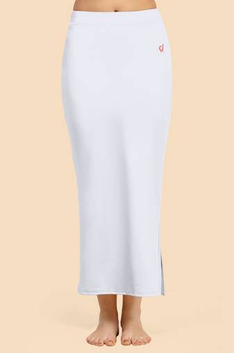 White Solid Nylon Soft Petticoat Skirts for Women Saree Shape Wear 