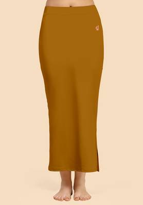 Trendmalls Brown Solid Nylon Soft Petticoat Skirt Saree Shape Wear for Women 1