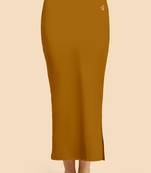Brown Solid Nylon Soft Petticoat Skirt Saree Shape Wear for Women