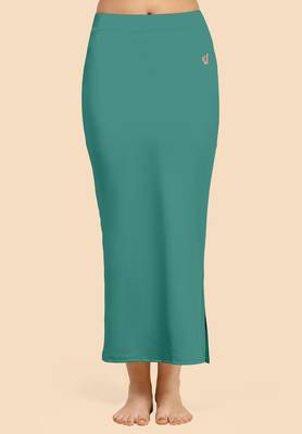 Trendmalls Light Green Solid Nylon Soft Skirt Petticoat for Women Saree Silhouette Shape Wear 1