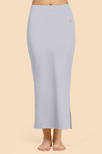 Grey Solid Nylon Soft Petticoat Skirts for Women Saree Shape Wear 