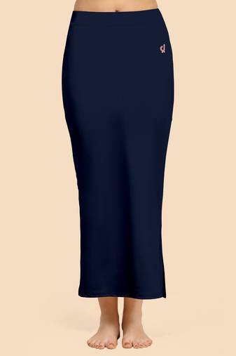 Navyblue Solid Nylon Soft Petticoat Skirt Saree Shape Wear for Women