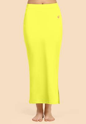 Trendmalls Yellow Solid Nylon Soft Petticoat Skirt Saree Shape Wear for Women 1
