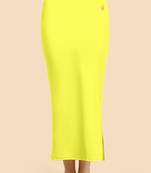 Yellow Solid Nylon Soft Petticoat Skirt Saree Shape Wear for Women