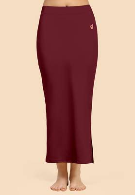 Trendmalls Maroon Solid Nylon Soft Petticoat Skirts for Women Saree Shape Wear  1