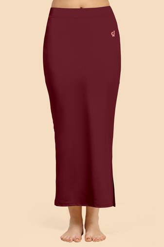 Maroon Solid Nylon Soft Petticoat Skirts for Women Saree Shape Wear 
