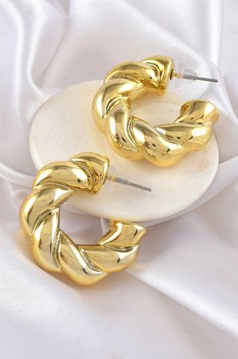 Acrylic goldplated twisted hoop earrings women