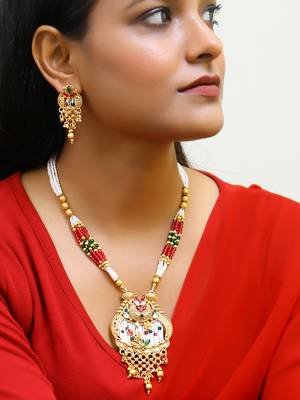 Gold plated antique floral motif stone studded temple jewellery set 2