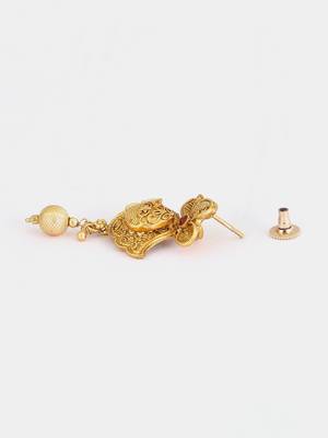 Gold plated elephant design emerald studded temple jewellery set 4