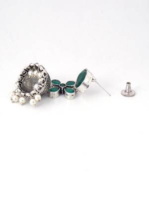 Beautiful oxidised green stones necklace with earings 4