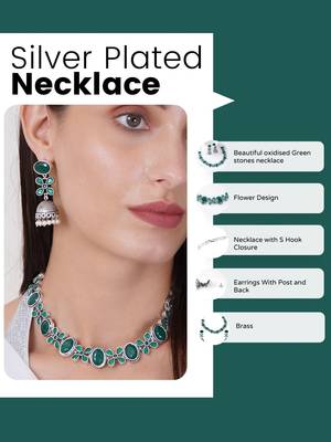 Beautiful oxidised green stones necklace with earings 5