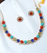 Gold plated beaded choker necklace set