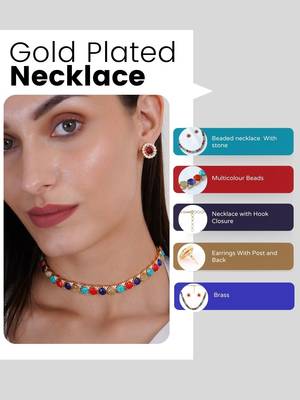 Gold plated beaded choker necklace set 5