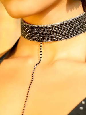Black beaded with one tessels handcrafted necklace 1