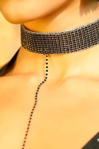 Black beaded with one tessels handcrafted necklace