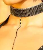 Black beaded with one tessels handcrafted necklace