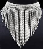 Cz stone beaded with silver tessels handcrafted necklace