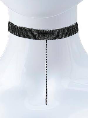 Black beaded with one tessels handcrafted necklace 4