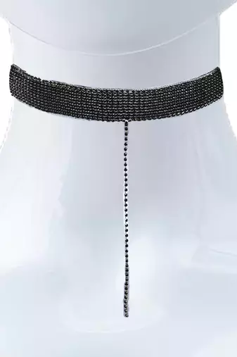 Black beaded with one tessels handcrafted necklace