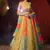 Multicolored Organza Embroidered And Printed Lehenga Dress