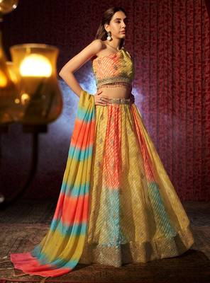 Multicolored Organza Embroidered And Printed Lehenga Dress 4