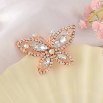 Brass rose gold imitation diamond butterfly sareepin women brooch men 1