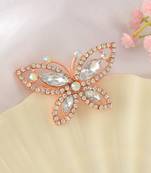 Brass rose gold imitation diamond butterfly sareepin women brooch men