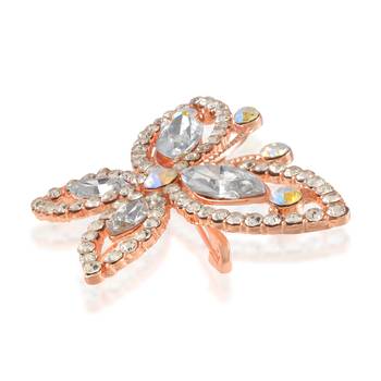 Brass rose gold imitation diamond butterfly sareepin women brooch men 2