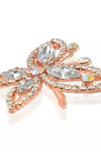Brass rose gold imitation diamond butterfly sareepin women brooch men