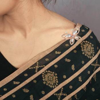 Brass rose gold imitation diamond butterfly sareepin women brooch men 3