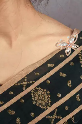 Brass rose gold imitation diamond butterfly sareepin women brooch men