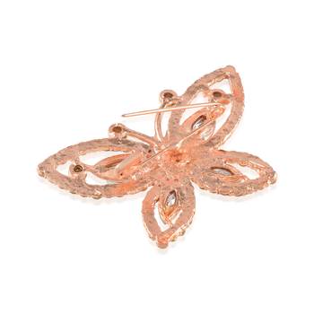 Brass rose gold imitation diamond butterfly sareepin women brooch men 4