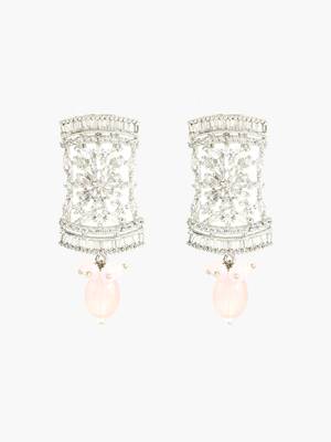 Women silver plated ad stone and pearl beaded jewellery set 4