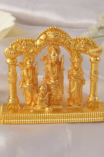 Brass micron 1 gram gold ram darbar idol figurine show piece for home d  cor
