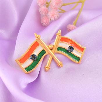 Brass india flag design brooch sareepin for men women 1
