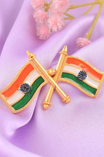 Brass india flag design brooch sareepin for men women