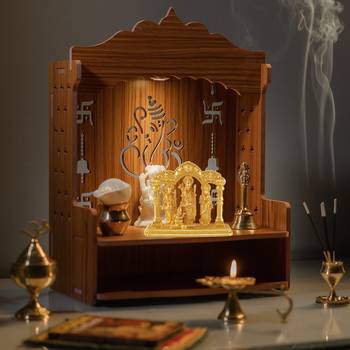 Brass micron 1 gram gold ram darbar idol figurine show piece for home d  cor 2
