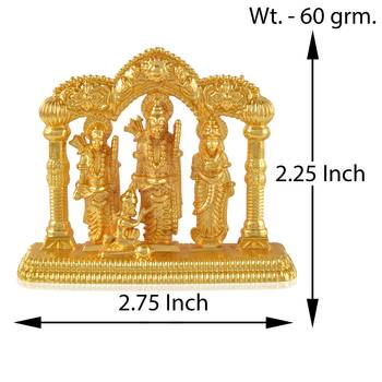 Brass micron 1 gram gold ram darbar idol figurine show piece for home d  cor 3